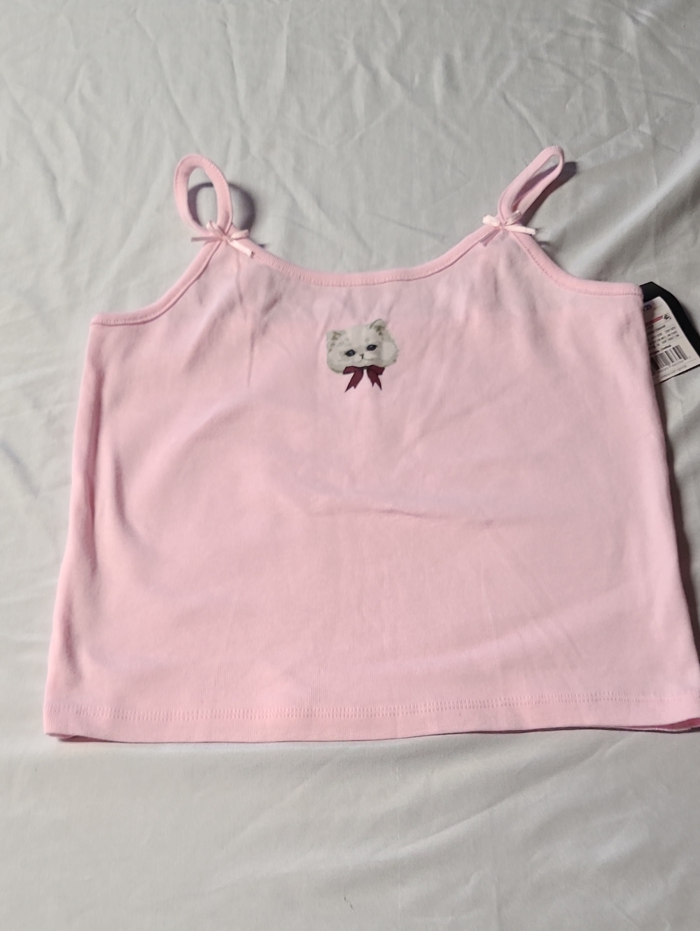 art class Pink Tank Top with Kitty Appliqué